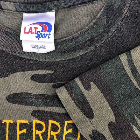 90s Camouflage South Terrebonne gators graphic cropped tshirt 1990s vintage - Picture 2 of 4